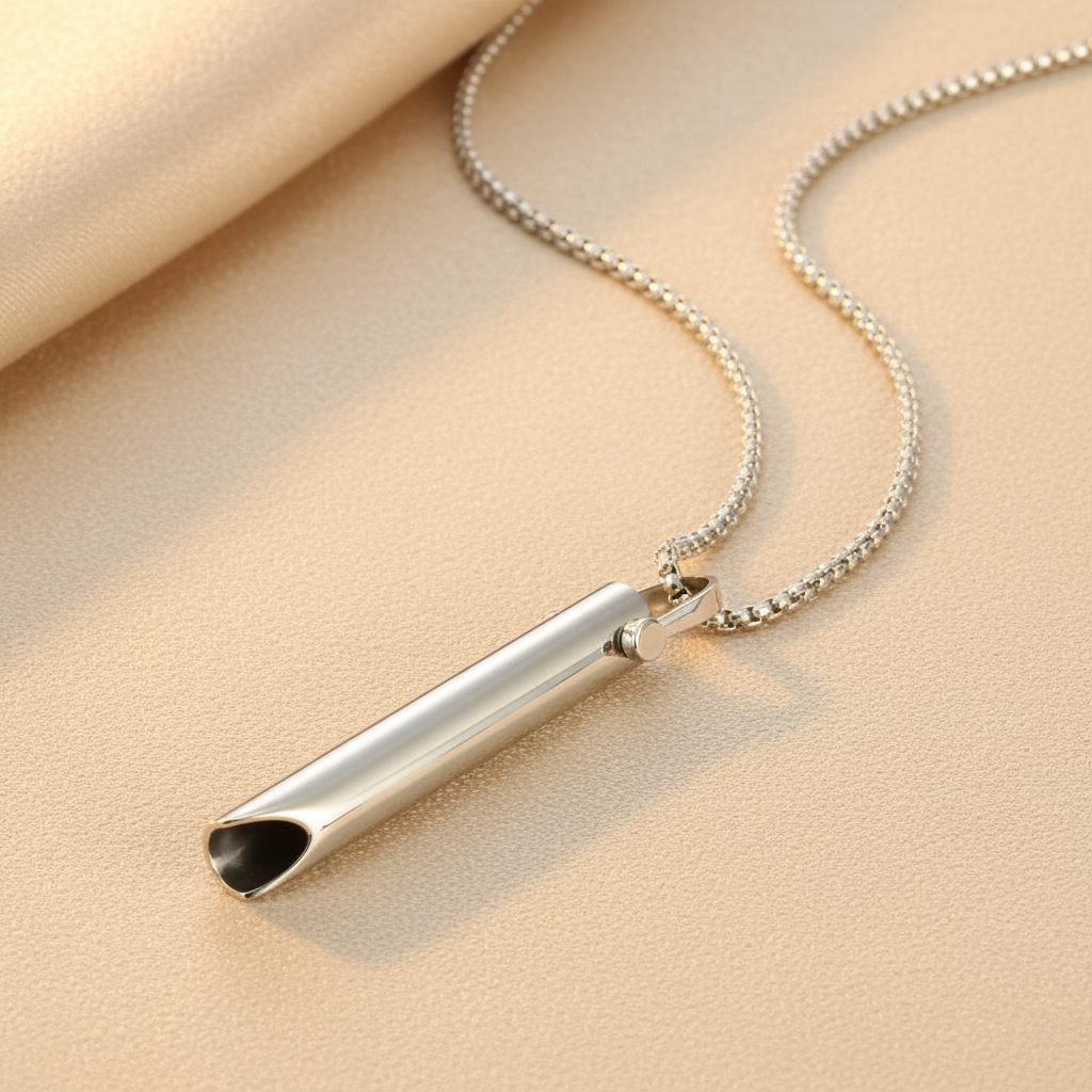 Silver Locket - Beige Background