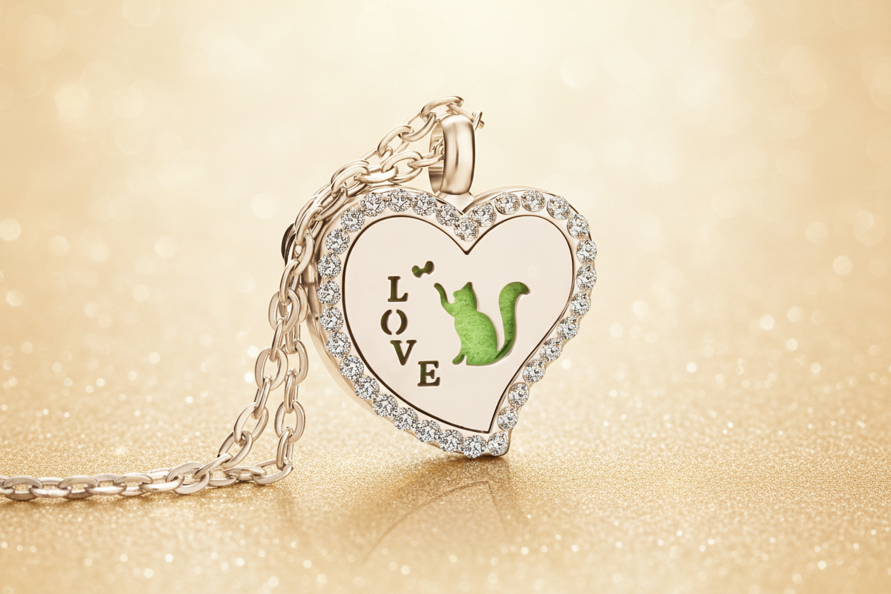 Locket - Cat - Gold Shimmer