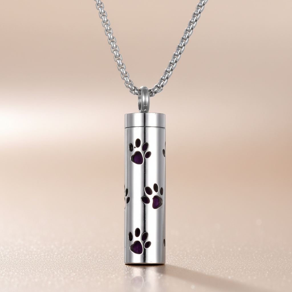 Paw Print Cylinder Pendant
